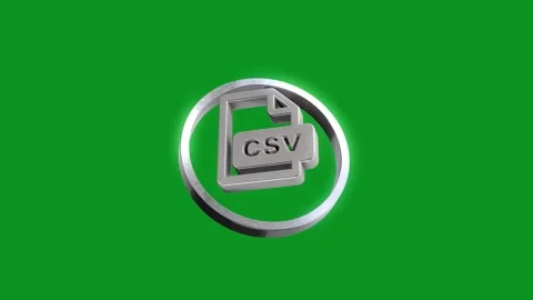 Rotating csv file icon animation with silver texture on green screen. Stock Footage 346499309