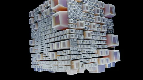 Rotating cube with futuristic texture. D... | Stock Video | Pond5