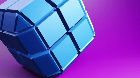 Rotating cube made of separate square plates. Techno 3d geometric video Stockbeeldmateriaal 231942318