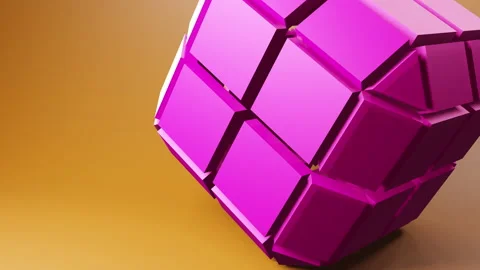 Rotating cube made of separate square plates. Techno 3d geometric video Stock Footage 233650742