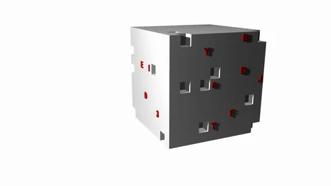 Rotating cube with moving letters that add up to the word "design" 스톡 동영상 74263439