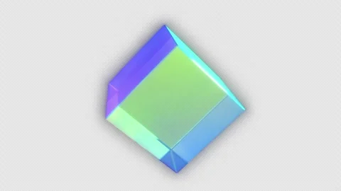 A rotating cube that shimmers in rainbow colors (loop, with Alpha Channel) Stock Footage 332974953