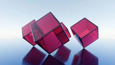 Rotating Cubes: Abstract 3D Render with Mesmerizing Movement Stock Footage 269124680
