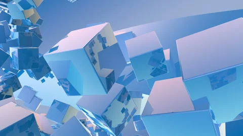 Rotating Cubes Blue 2 Video stock 102839905