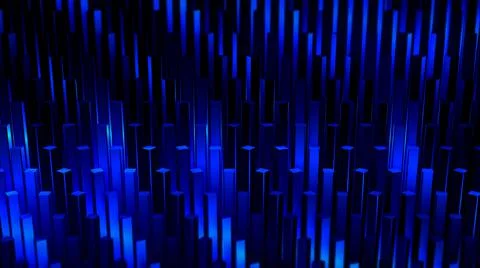 Rotating cubes shimmer blue. 3d render geometric abstract illustration Stock Illustration