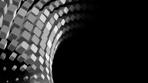 Rotating Curved Array of 3D Cubes with Copy Space Background 库存影片 344348164