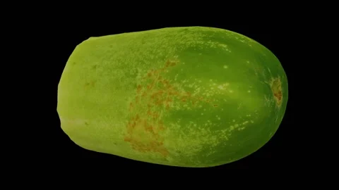 Rotating Cut Emerald White Cucumber on Black Background (Looping) Stock Footage 150235040