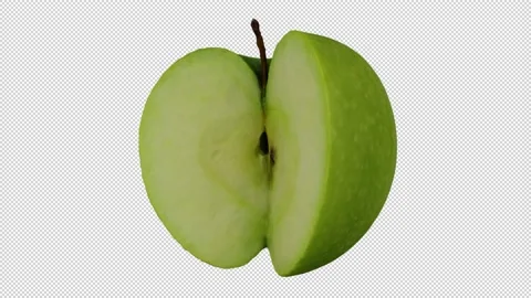Rotating Cut Green Apple on Transparent Background (Looping with Alpha Channel) Stock Footage 146618565