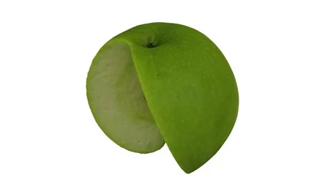 Rotating Cut Green Apple on White Background (Looping) Stock Footage 146618902