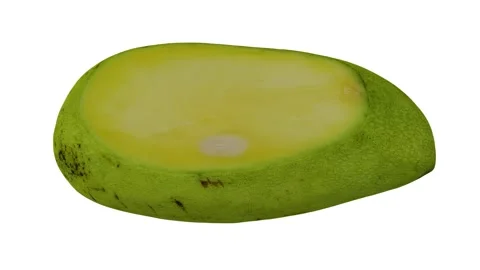 Rotating Cut Green Ivory Mango on White Background (Looping) Stock Footage 149346683