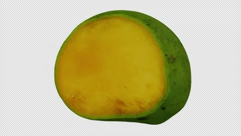 Rotating Cut Green Mango on Transparent Background (Looping with Alpha Channel) Stock Footage 146817632