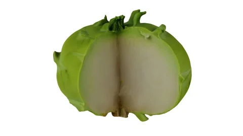 Rotating Cut Kohlrabi White Background (Looping) Stock Footage 147559400
