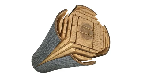 Rotating cut lumber from the log Video stock 280240180