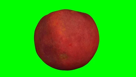 Rotating Cut Peach on Green Background (Looping) Stock Footage 97751748