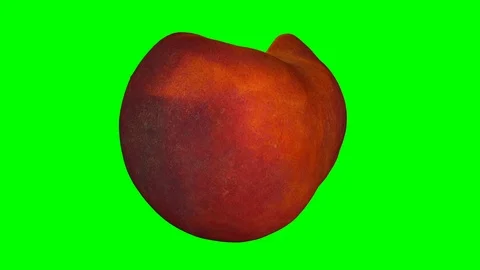 Rotating Cut Peach on Green Background (Looping) Stock Footage 97754750