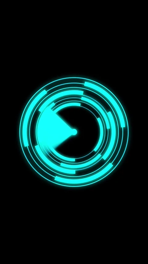 Rotating cyan radar interface motion graphic with futuristic glowing concen.. Vidéo 331727983