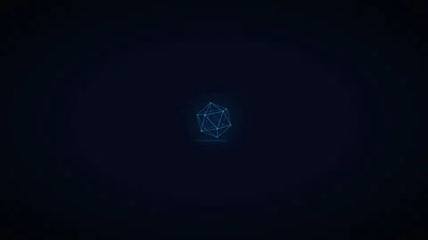 Rotating Cyan Wireframe Hologram with Orbiting Particles Stock Footage 328369933