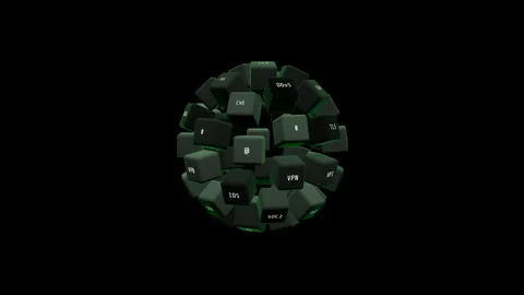 Rotating Cybersecurity Terminology Sphere with Network Protection Terms Stock Footage 343856352