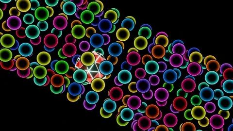 A rotating cylinder made of multicolored dots with a frame ball floating inside 스톡 동영상 289139420