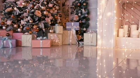 Rotating Decorated Fir-Tree Installed at Sofia Square, Decor Close Up Stock Footage 70764331