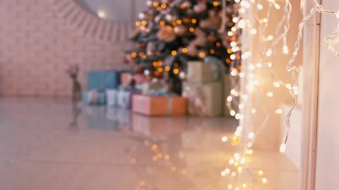 Rotating Decorated Fir-Tree Installed at Sofia Square, Decor Close Up Stock Footage 70765085