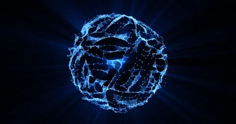 A rotating deformable glowing blue ball Stock Footage 258776612