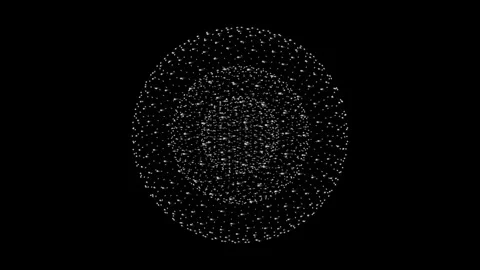 Rotating Dense Particle Sphere Shells with Big Data Point Cloud Loop Stock Footage 342300469