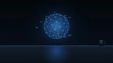 Rotating Digital Blue Plexus Globe with Data Points and Connection Lines on Stock Footage 344775516