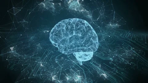 Rotating digital brain over circuit board background Stock Footage 305022161