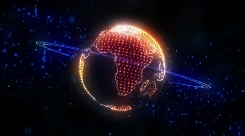 Rotating digital Earth with binary number cloud Video stock 34571765