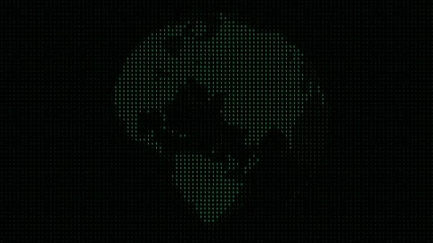 Rotating Digital Earth Globe Binary Code Animation Stock Footage 334209941