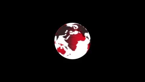 Rotating digital earth globe loopable animation with red and white map cont.. Stock Footage 336803593