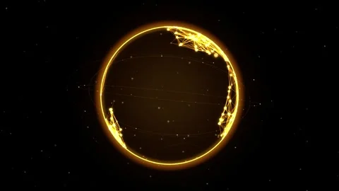 Rotating digital earth globe wireframe animation with glowing nodes in deep.. Vidéo 345041230