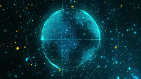 Rotating digital globe with data points and lines, global network animation Stock Footage 306565204