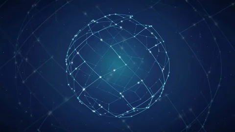 Rotating Digital Globe with Glowing Network Connections and Plexus Lines on Stock Footage 341834034