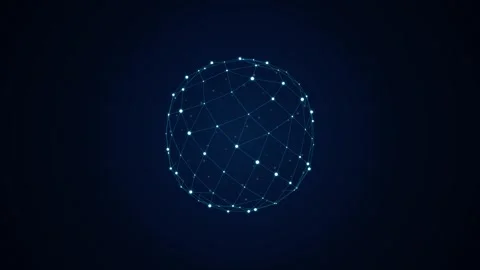 Rotating digital globe with glowing nodes and connection lines Stock Footage 346149851