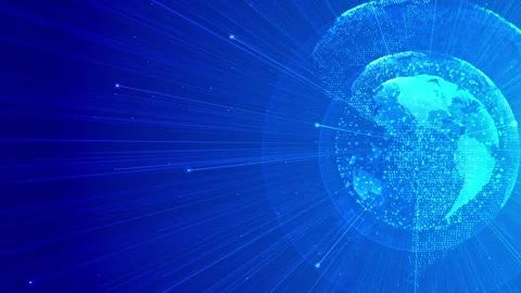 Rotating Digital Globe Light Rays Animation Stock Footage 315417144