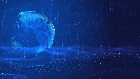 Rotating Digital Globe Over Plexus Wave Network 動画素材 314361556