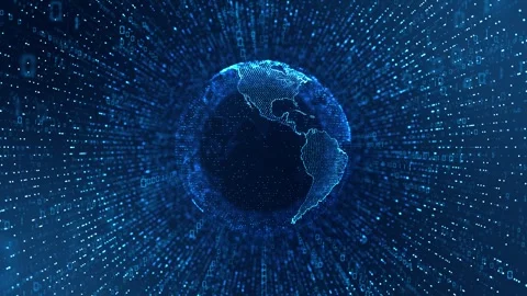 Rotating Digital Globe Surrounded by Binary Code Stock Footage 314368432