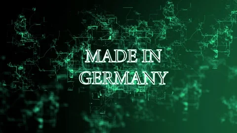 Rotating digital grid with "Made in Germany" text Stock-Footage 106767973