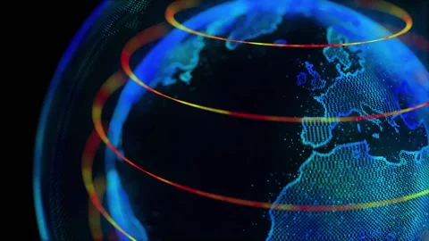 Rotating Digital Hologram of Earth Globe Planet - 360-Degree Rotation Stock-Footage 247901693