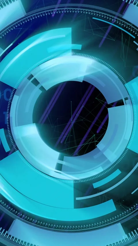 Rotating digital interface with binary coding and geometric shapes, futuristic Stock-Footage 342997240