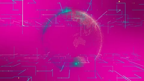 Rotating Digital Partical World Globe On a Background Stock Footage 92590822