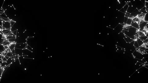 Rotating digital particle clusters.3D network evolving. Lines and dots pulsating Stock Footage 102522874