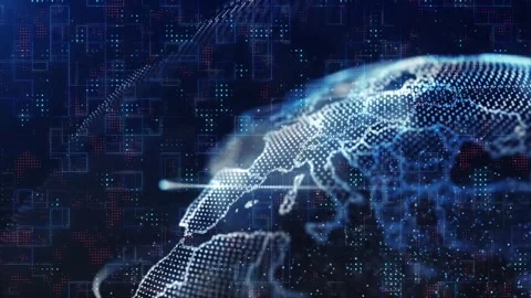 Rotating digital planet Earth with network connections and data flow Video stock 305022950