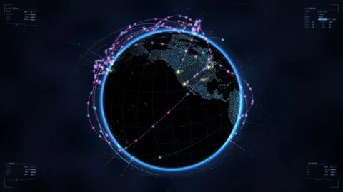 Rotating digital planet Earth, visualization of global connectivity, big data Stock Footage 341179711