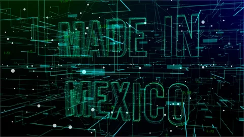 Rotating digital space with 'Made in Mexico' text Video stock 108262061