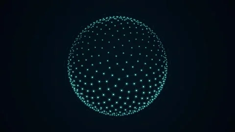 Rotating digital sphere with glowing data nodes and network connections globe Stock Footage 346846748