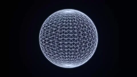 Rotating digital wireframe sphere abstract background, glowing tech globe a.. Video stock 346846747