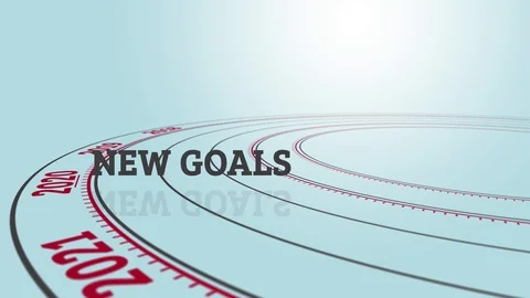 Rotating disc with text "NEW GOALS" besides the number 2020 Stock-Footage 120709877